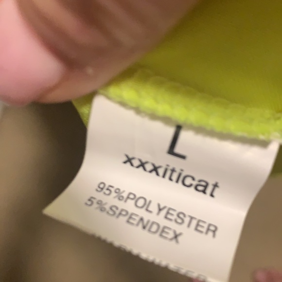 Neon yellow NWOT xxxiticat side zipper 5% spandex covers flaws nicely - Picture 5 of 6